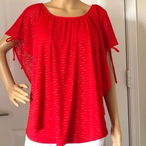 Red AGB Overlay Poncho Blouse Medium